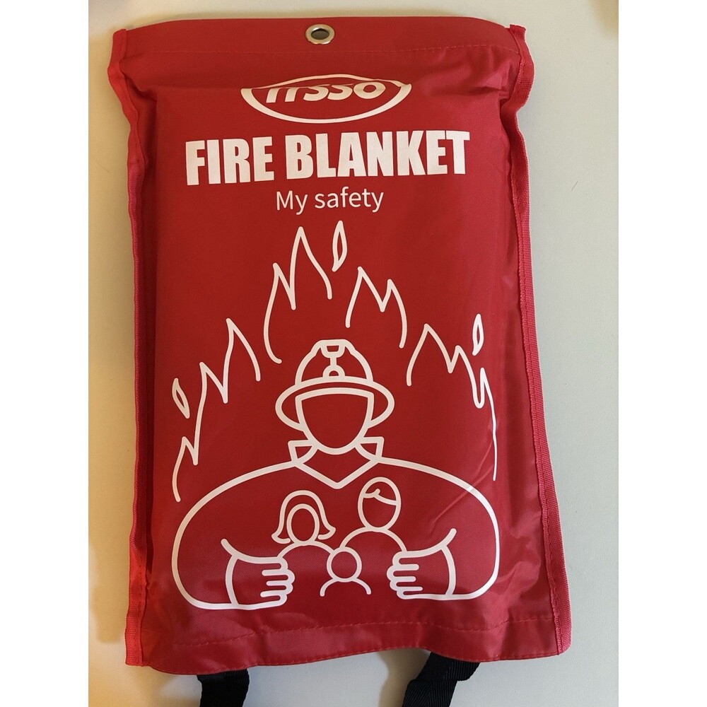 ITSSO Fire Blanket 1.2m x 1.2m permanently usable release straps NEW home safety